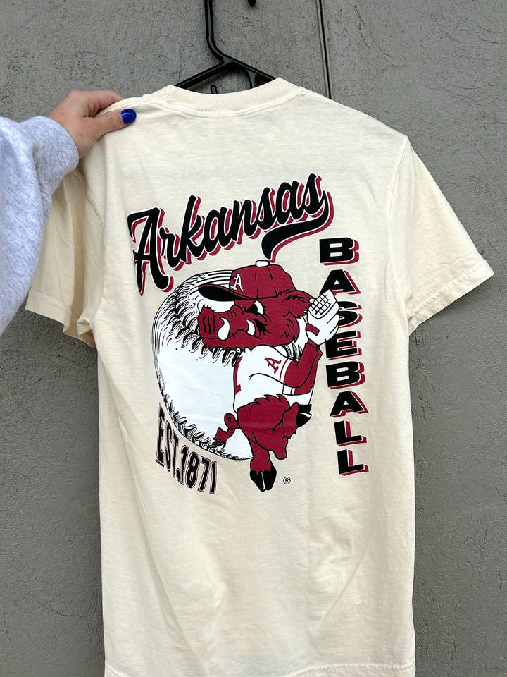 Vertical Baseball Short Sleeve for wholesale by Southern Trend Clothing - Arkansas Razorbacks