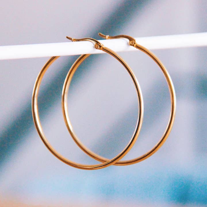 Bazou – Engroshandel Hoops – Rustfri stålbøjle 50mm 'basic' - guld