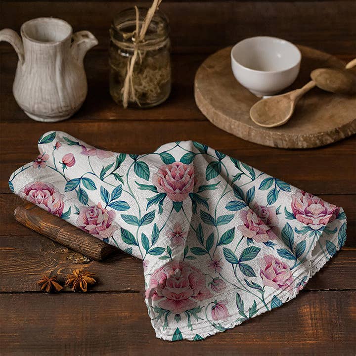 Sarah Rose - Vente Torchons - Torchon en lin biologique Vintage Rose1