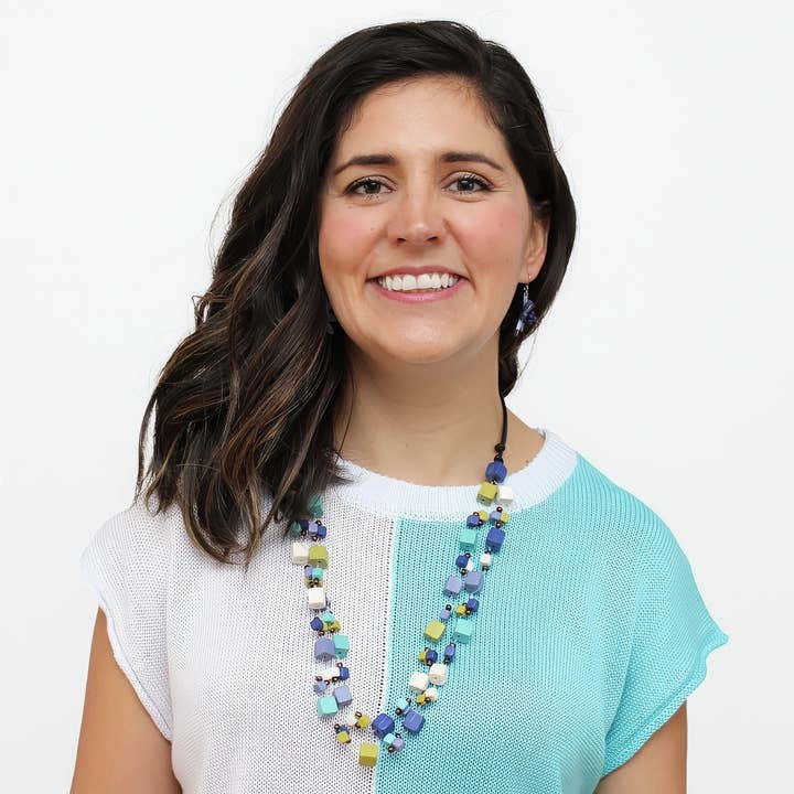 Sylca Designs - Wholesale Beaded/Pearl Necklace - Shades of Blue Lia Floating Bead Necklace