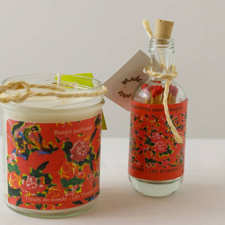 LE NENUPHAR BLANC - Wholesale Jar/Filled Candle - Scented candle with red peony pattern4