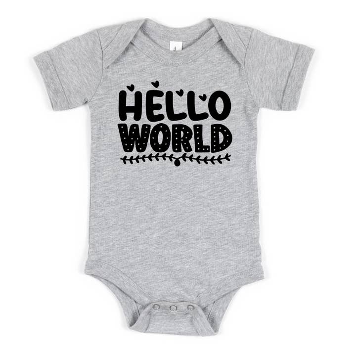 Hello World Cotton Onesie Baby Gift for wholesale by Mama and Littles Apparel