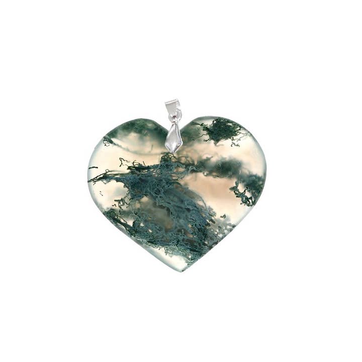 Artisans de Madagascar - Vendita all'ingrosso Collana con ciondolo/pendaglio - Ciondolo a forma di cuore in agata muschiata del Madagascar da 2 a 3,5 cm