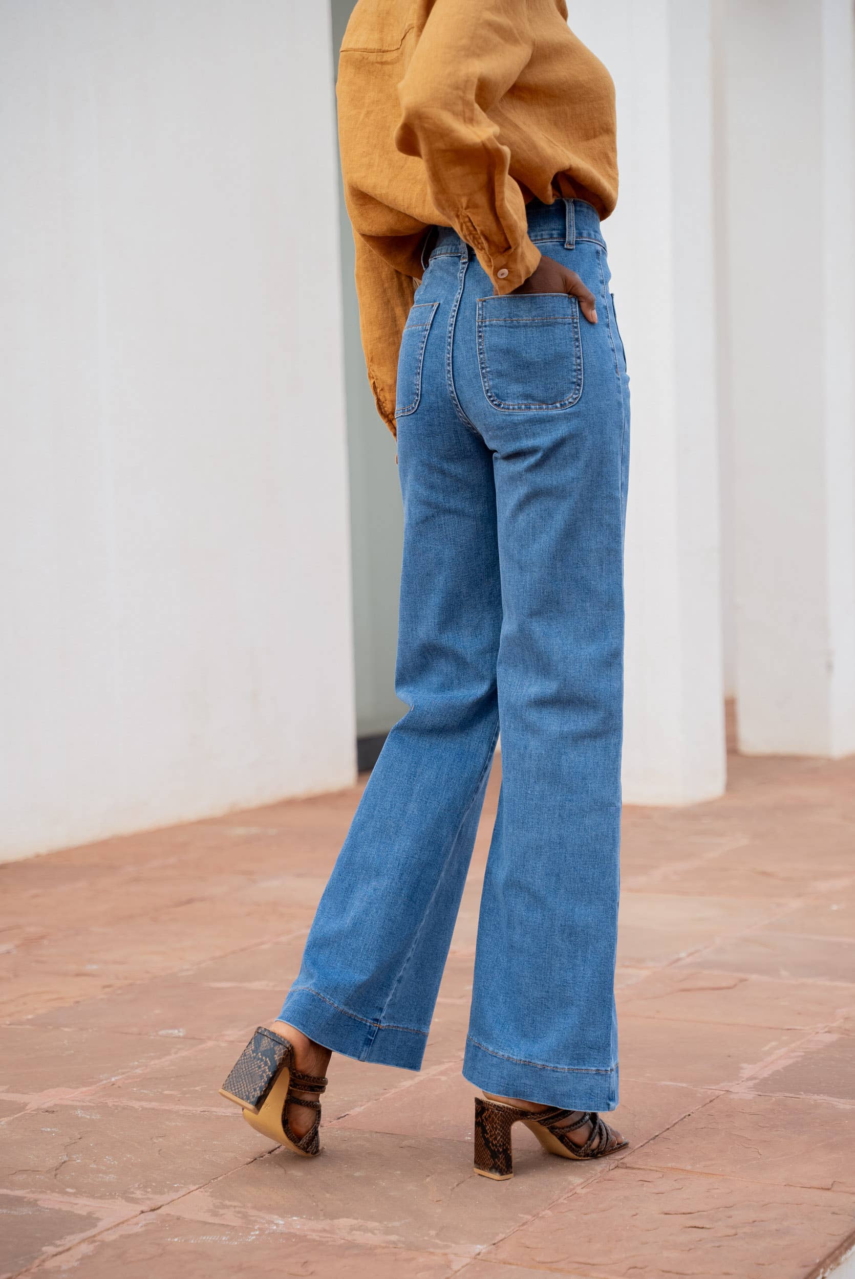 Oraije Paris – calças de ganga - Mulher por atacado – Elena flare jeans34