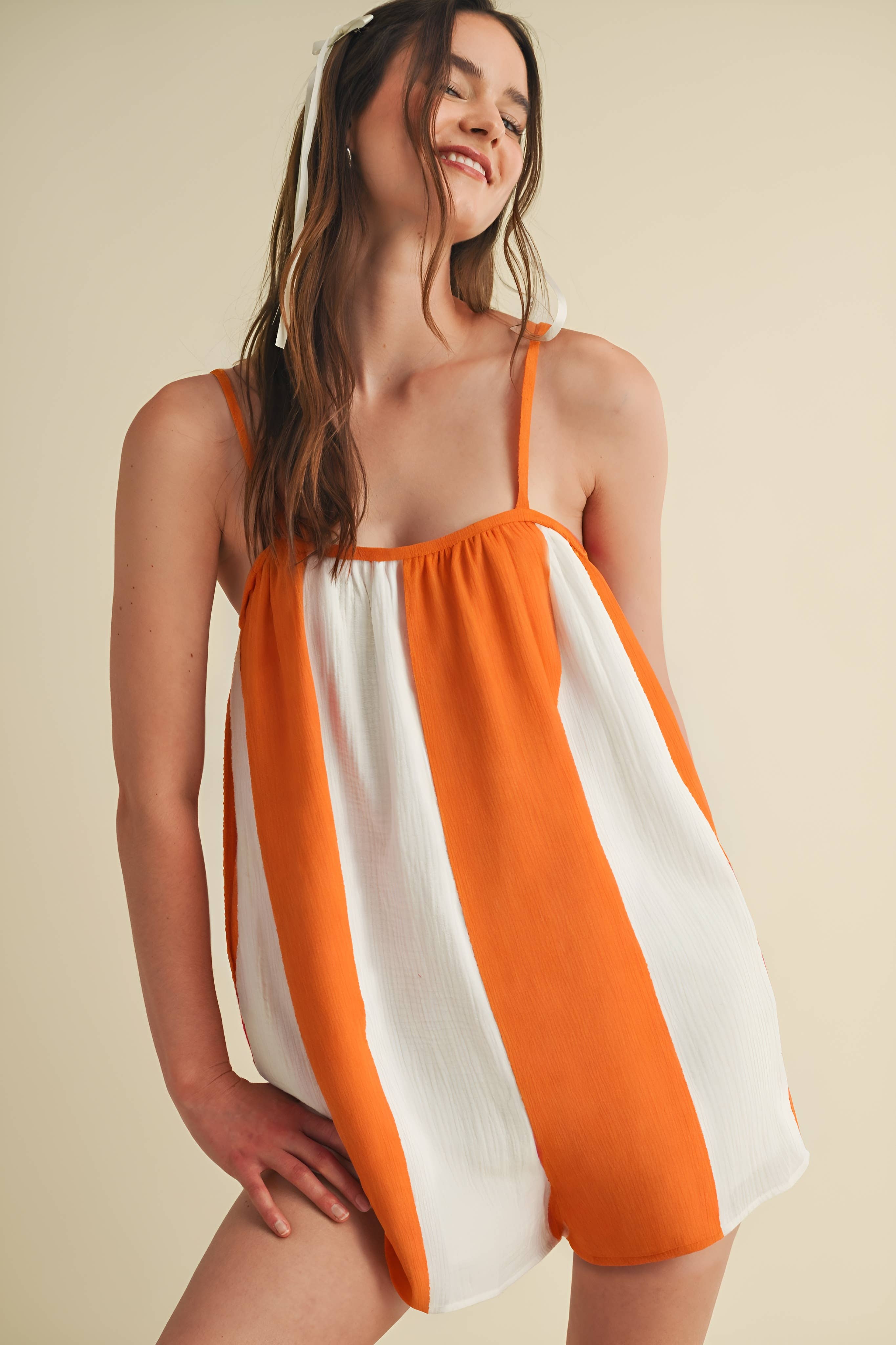 Cloud Ten - Wholesale Romper - Women's - CR18069 - STRIPED OVERSIZED GAME DAY SUMMER ROMPER1