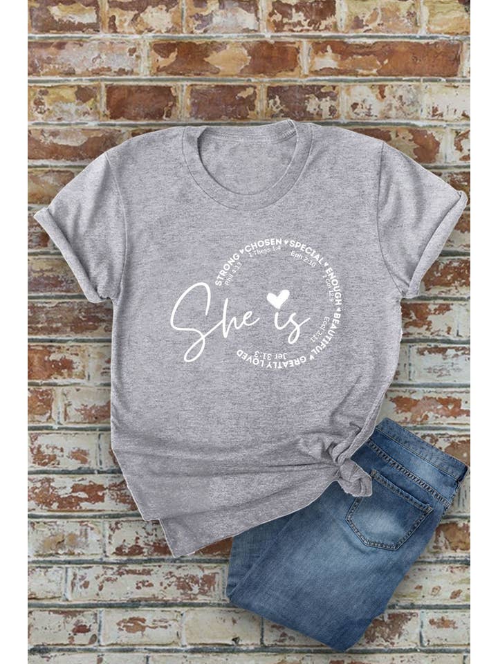 Top Avenue - Wholesale Screen Printed T-Shirt - Women's - She Is Strong Chosen Special, Unisex Round Neck T-Shirt8