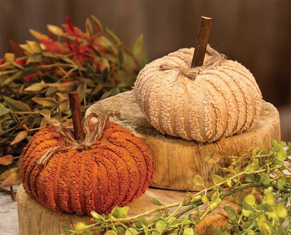 The Hearthside Collection - Wholesale Tafelbladdecoratie - Mini Chenille-pompoen, 2 stuks1