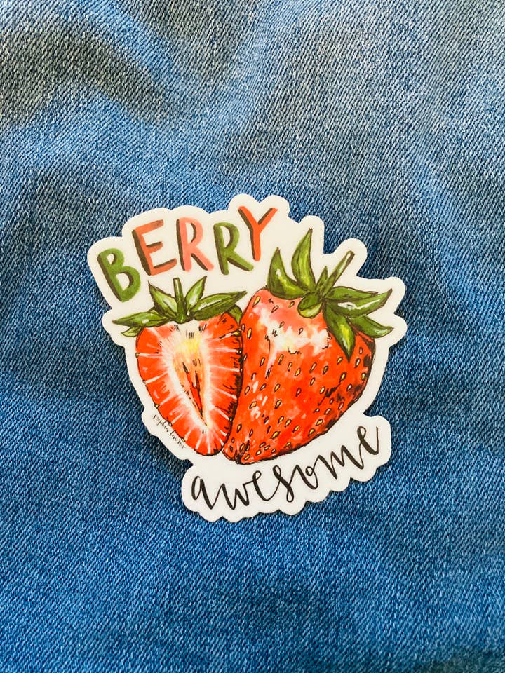 Strawberries Vinyl Sticker - Sophia Lavrov for wholesale by Sophia Lavrov