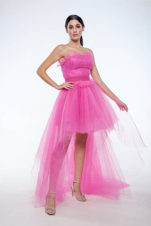 Robe Gaia en tulle avec corsage plissé fait main pour la vente par Virginia Cosenza