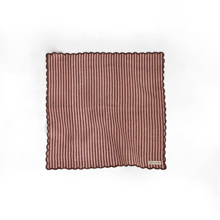 Craft Boat - Wholesale Dinner & cloth napkin - BLOCK PRINTED SCALLOPED NAPKIN - ROSE BROWN2
