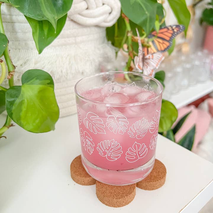 Hart and Flora Shop - Wholesale Cocktail/Liquor Glass - Monstera Cocktail Glass2