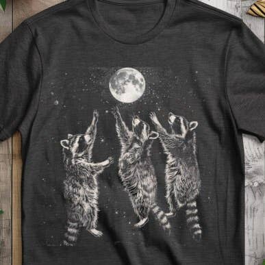 Upside Down Owl Farm - Wholesale Graphic Sweatshirt - Women's - "Moonlight Mischief Shirt, Woodland Raccoon Sweatshirt