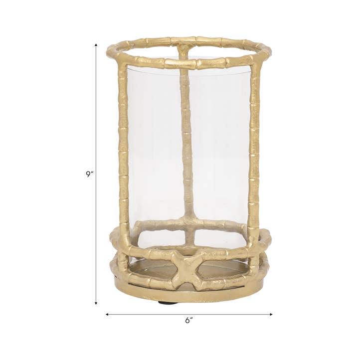 Sagebrook Home - Wholesale Candle Holder - Hurricane Candle Holder - Gold Metal Cylinder Modern, 9 in.3
