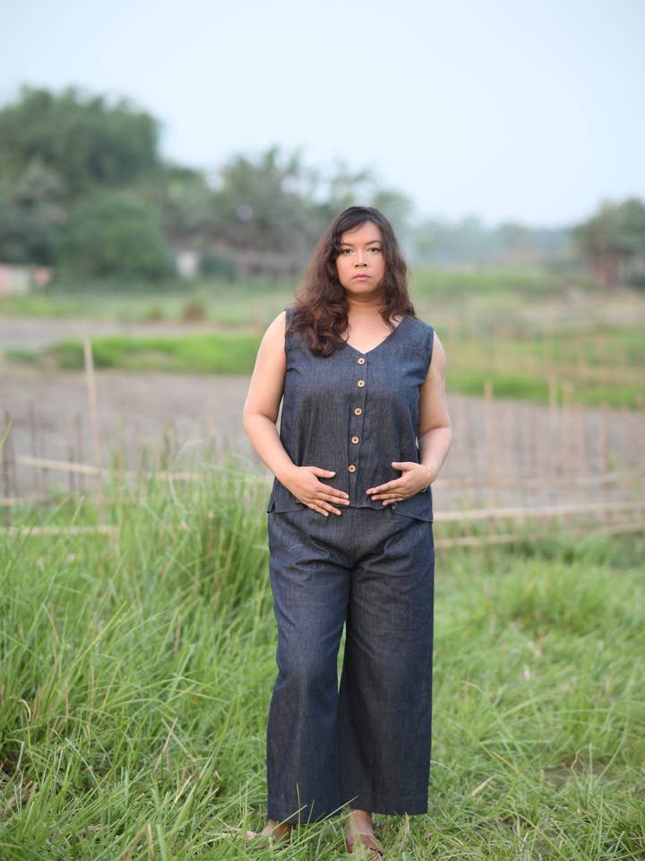 Il Top Reversibile Harmony in Denim per la vendita all'ingrosso da parte di Swahlee