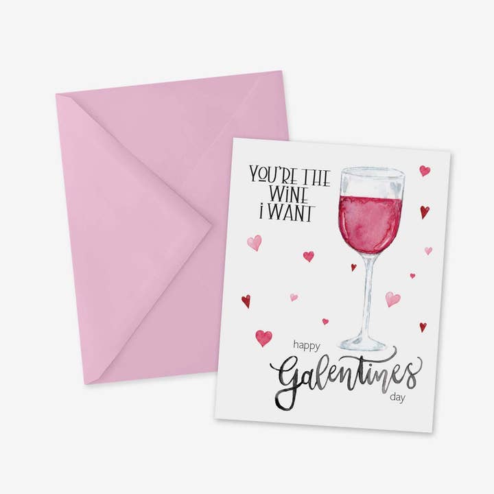 Fine Wine, Galentine's Day Card for wholesale by mad paperie