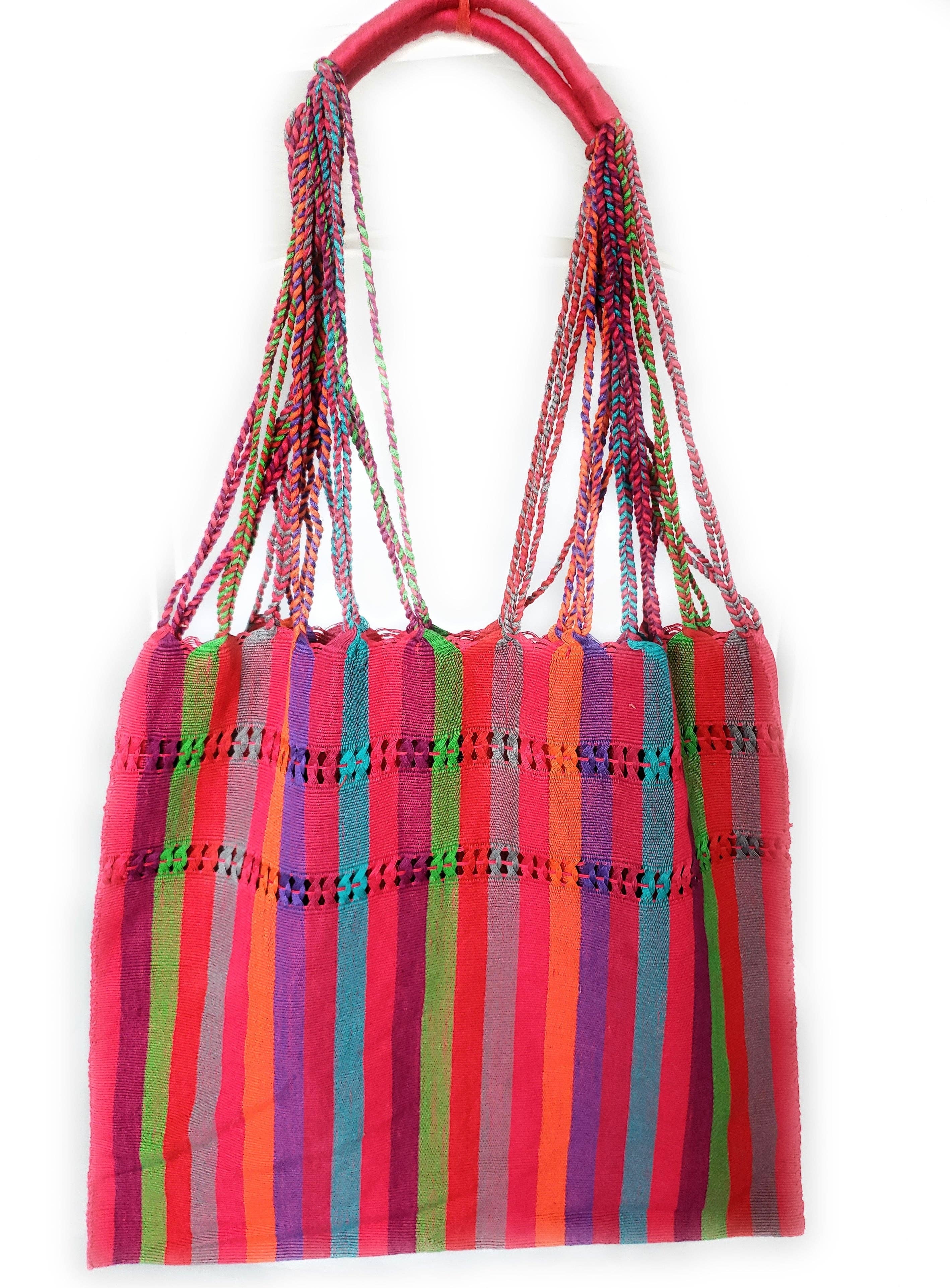 The Little Pueblo - Vente Tote bag – femme - Sac fourre-tout tissé à rayures mexicaines, hamac de Chiapas, fait main pour femme10