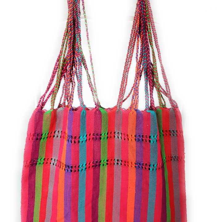 The Little Pueblo - Vente Tote bag – femme - Sac fourre-tout tissé à rayures mexicaines, hamac de Chiapas, fait main pour femme10