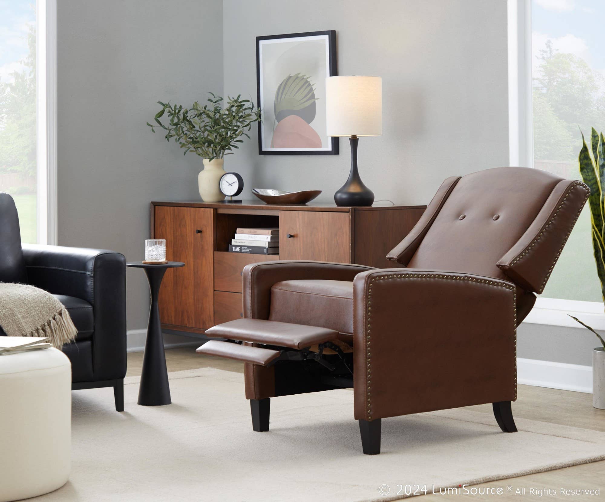 Stanley Recliner in Black Wood for wholesale on Faire12