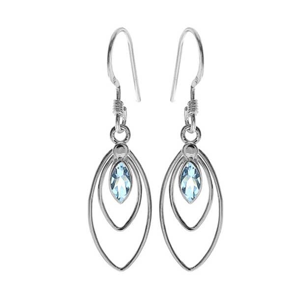 Ivy dubbele markies geslepen blauwe topaas oorbellen voor wholesale door Kali Ma Designs - Sterling Silver Jewellery