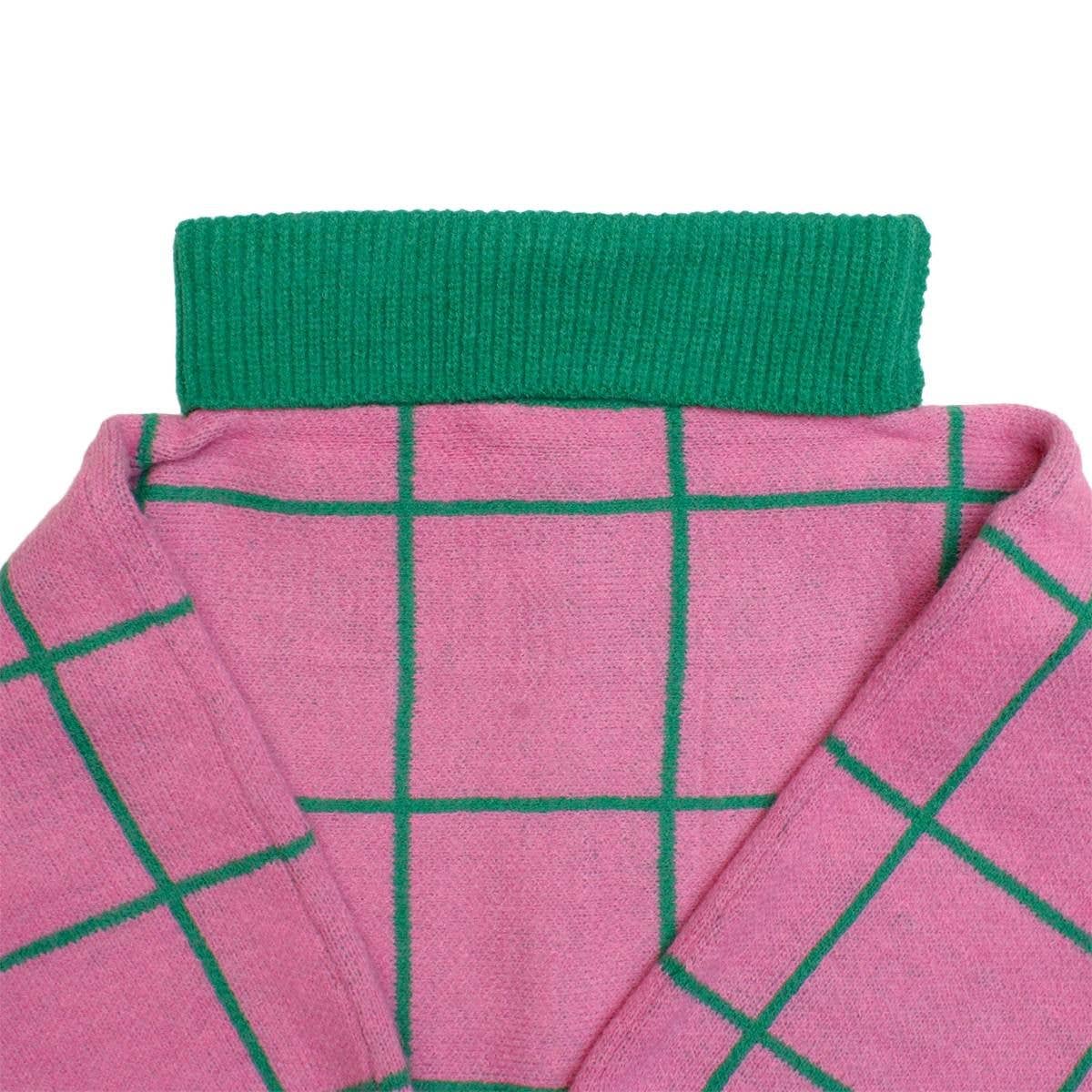Rose et Vert Poncho en tricot à carreaux rose et vert de la sororité AKA en vente sur Faire5