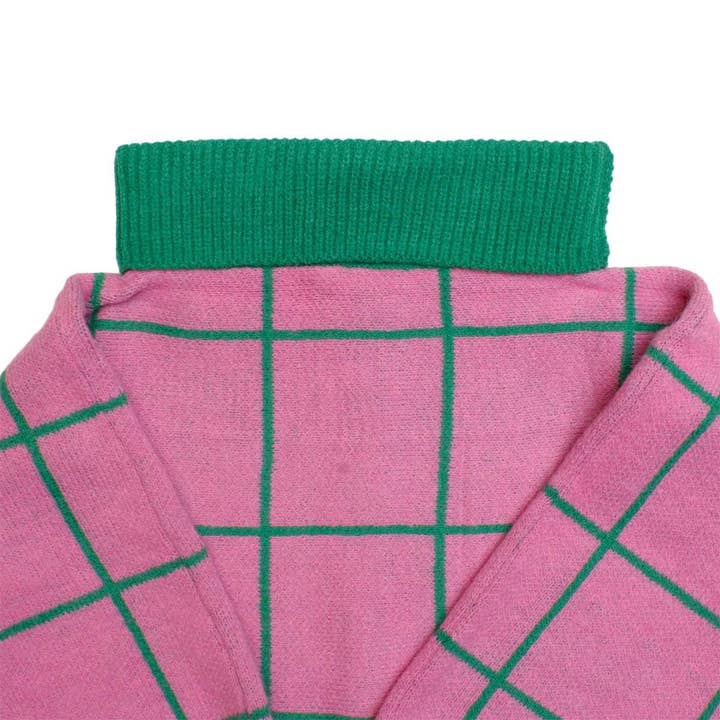 Rose et Vert Poncho en tricot à carreaux rose et vert de la sororité AKA en vente sur Faire5