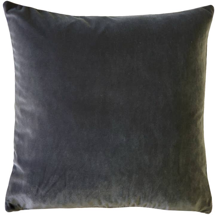Castello Graphite Gray Velvet Throw Pillow, 17"x17" Square for wholesale by Pillow Decor