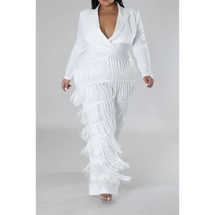 Black Pearl Clothing - Wholesale Jumpsuit - Women's - PLUS SIZE CLOTHING GLAMOUR EDGE FRINGE JUMPSUIT