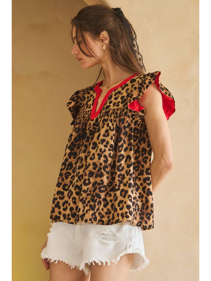 Oddi - Wholesale Blouse - Women's - Plus Leopard Printed Top