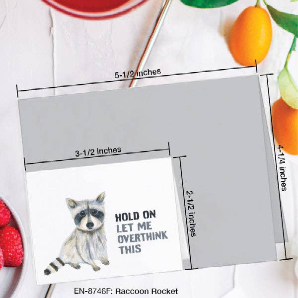Printed Canvas - Wholesale Everyday Greeting Card - Raccoon Rocket, Greeting Card (#8746F)1