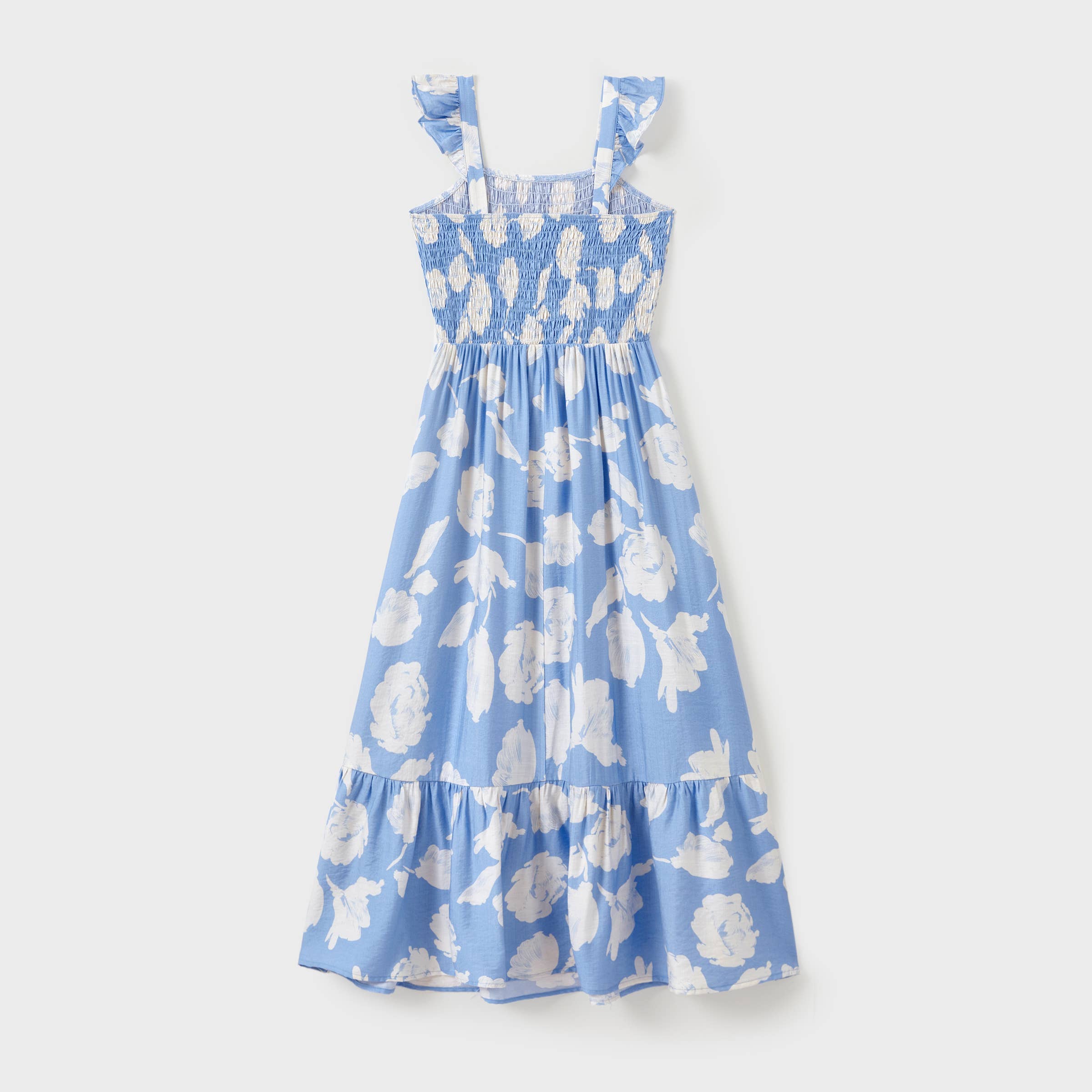 Azul Camiseta de algodón azul a juego para la familia o vestido con mangas de volantes. de venta al por mayor en Faire14