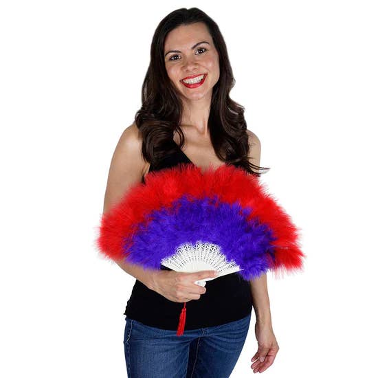 Marabou Feather Fan Multi Color - Red/Regal for wholesale by Zucker Feather Products