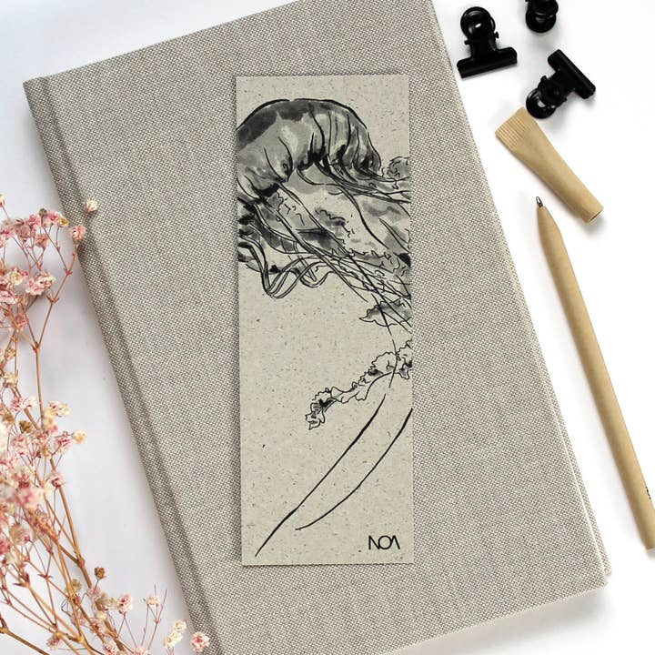 Bookmark made of grass paper, jellyfish for wholesale by NOA Papeterie