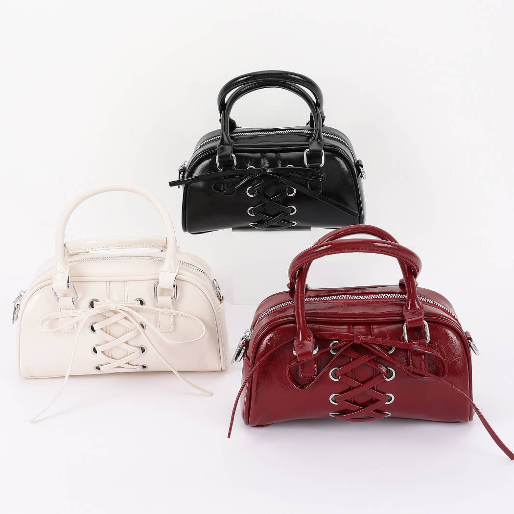 3AM BY H&D ACCESSORIES – Engroshandel Taske med håndtag – til kvinder – Bowlingtaske i vegansk læder med snørelukning1