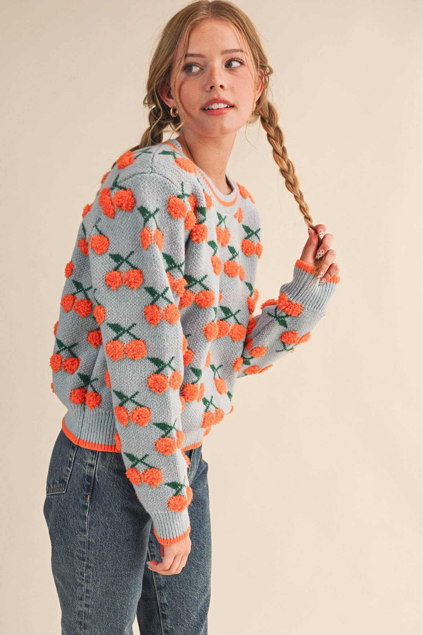 &MERCI - Wholesale Knit Sweater - Women's - FUZZY CHERRY SWEATER MSW1112223