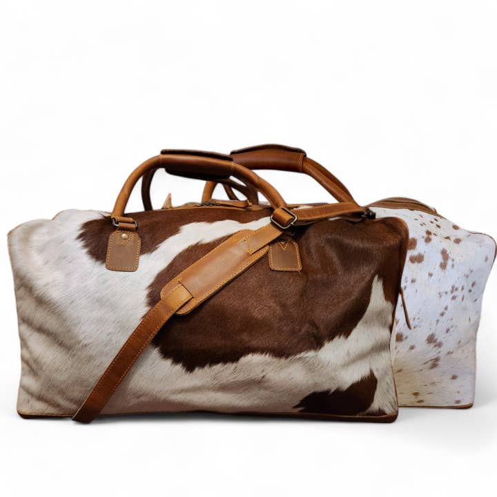 Ranch Junkie - Wholesale Weekender Bag - Unisex - Genuine Cowhide Duffel Bag The Highlands Saddle Large Cowhide Duffel1