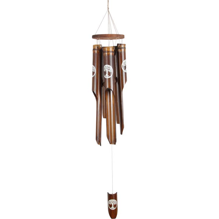 Cubby House by Malmar - Wholesale Wind chime - 5 Tube Bamboo Wind Chime with Tree of Life Design