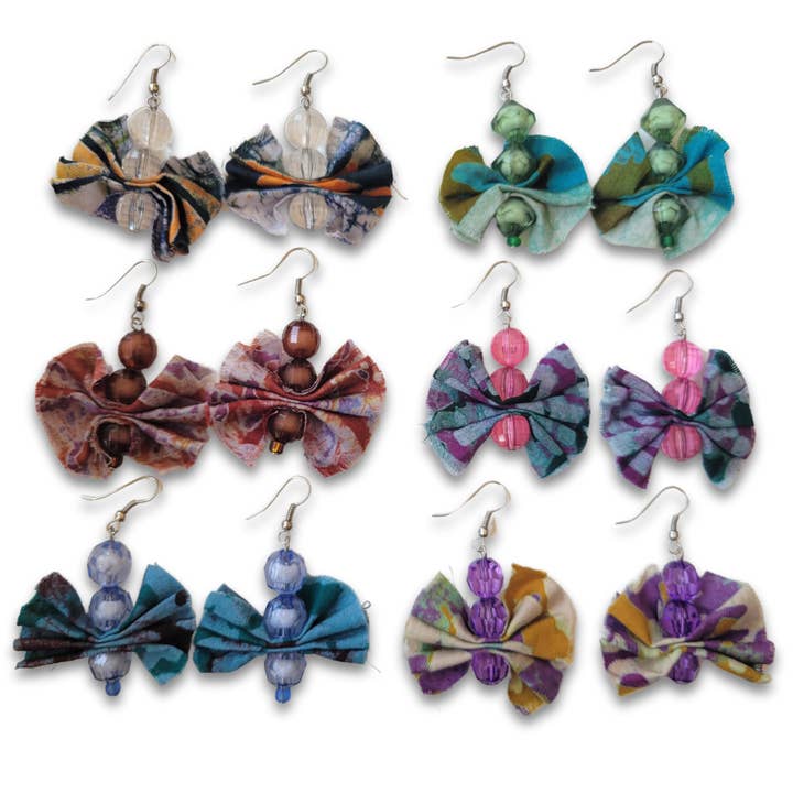 Butterfly Earrings | Assorted Recycled Batik for wholesale by Unique Batik Fair Trade