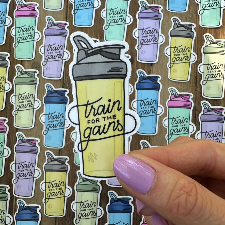 DoodleStation - Wholesale Sticker - Train for The Gains / Shaker Bottle Sticker / Vinyl Sticker1