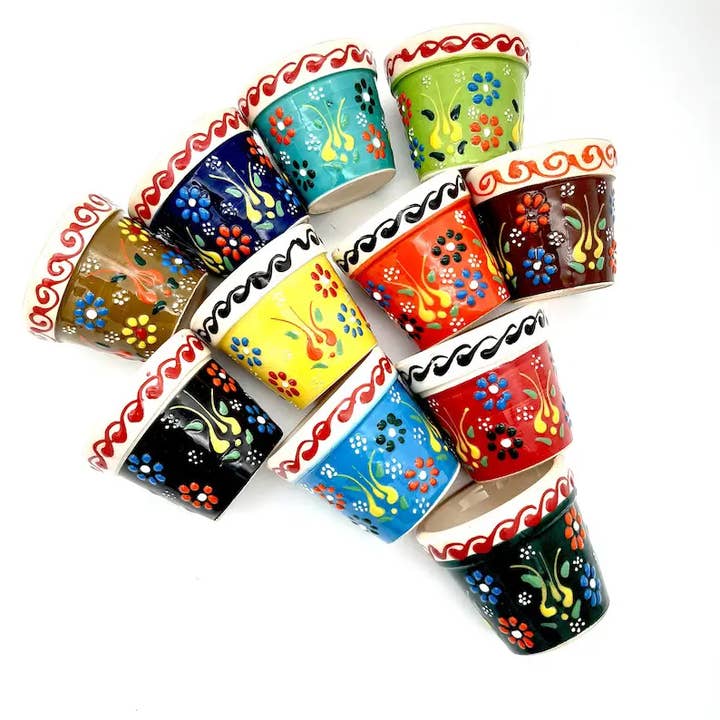 Mediterranean Collection - Wholesale Plant Pot - Turkish Ceramic Succulent Pots - 50 Pcs Assorted