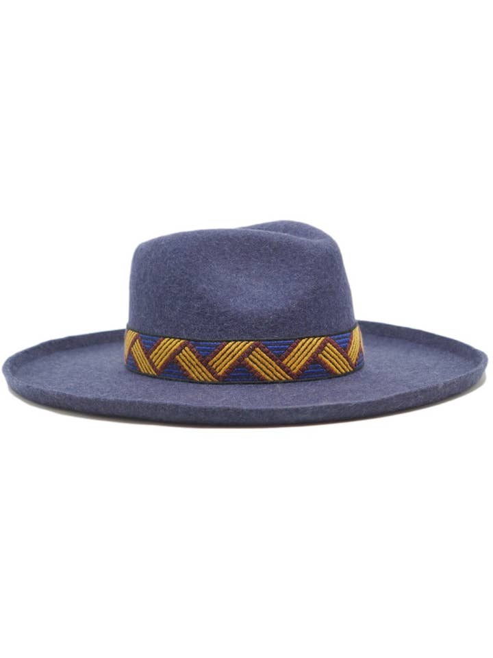 Rancher-Mütze aus 100% Wollfilz mit Bleistiftkrempe, Heather Navy für den Großhandel von Olive & Pique