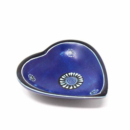 Global Crafts - Wholesale Decorative plate/dish/bowl - Single Soapstone Heart Bowls - Small 3.5-inch - Tribal Designs3