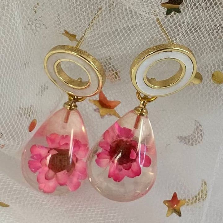 Blomma harts Örhänge, Harts smycken, Pressad Blomma Smycken, Botaniska Örhänge, Blomma Örhänge, Mödrar Dag Gåva, Handgjord för wholesale av AtsknskRealFlower