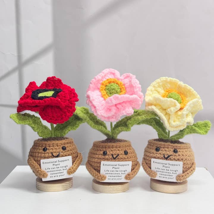 TOMOPOD LLC - Wholesale Stuffed/Plush Toy - Kids & Baby - Crochet Poppy Flowers, Emotional Support Plant Gift, Decor4