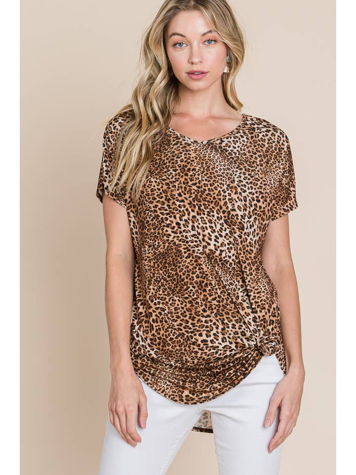 BOMBOM - Wholesale Tunic - Women's - TA1279-LE Leopard Print Tunic Top