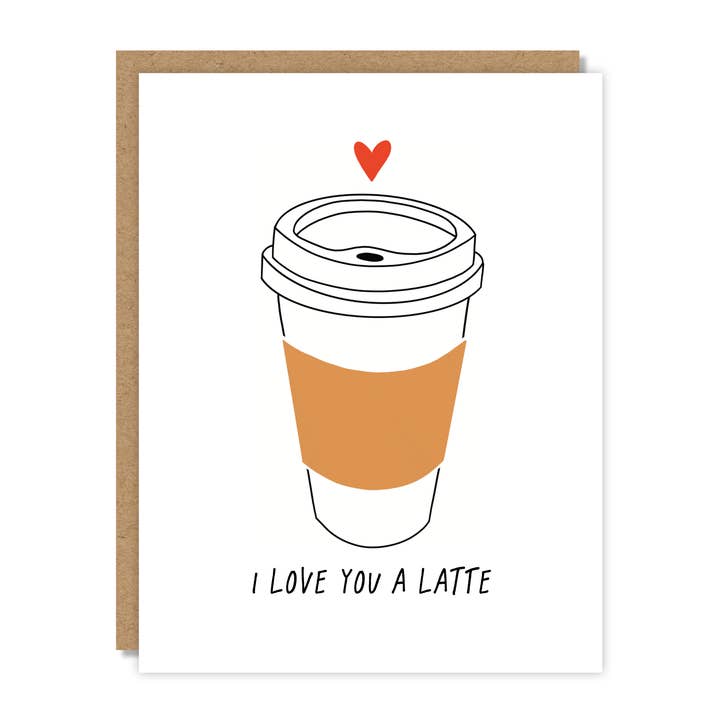 I Love You a Latte Card for wholesale by Tiny Buffalo Designs Co.
