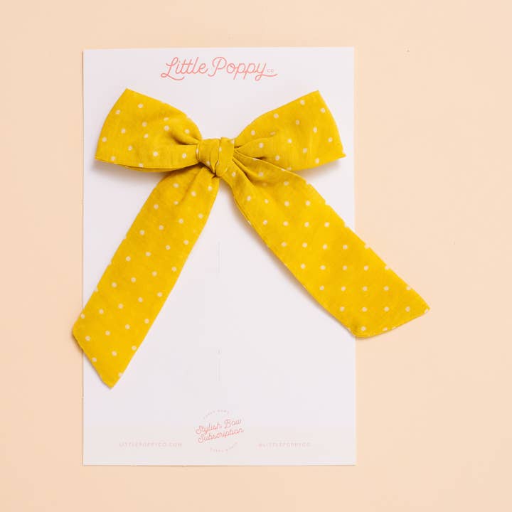 Clip de Lazo con Puntos de Chifón Amarillo para venta al por mayor de Little Poppy Co