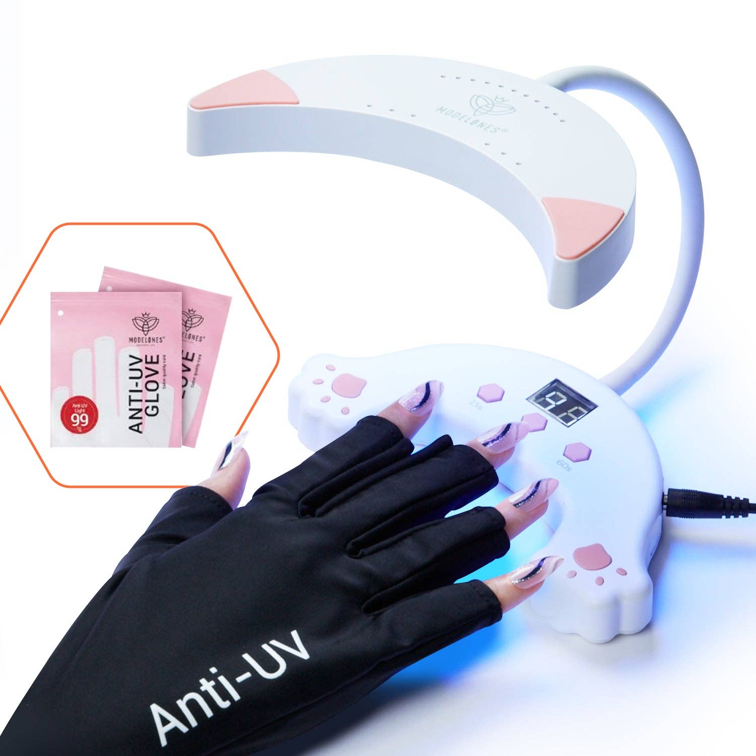 Modelones - Vente Sets de soins pour les ongles - Lampe à ongles LED à col de cygne UV 48W10