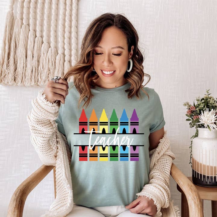Teacher Gift Graphic Tees | Crayon Teacher for wholesale by MELODY FAYE