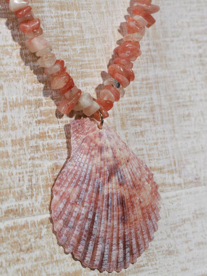 Amber Shell Statement Necklace for wholesale by Little Luxe Charm Co.