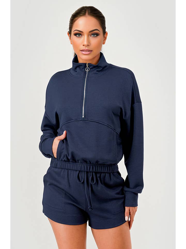 REDFINCH APPAREL INC - Wholesale Activewear Set - Women's - Womens Mock Neck Jacket & Track Shorts 2-Piece Set